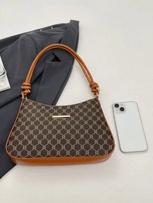 Large Capacity Versatile Women's Monogram Shoulder Bag 2026 Spring New Underarm Bag Wholesale - Coffee - View 3