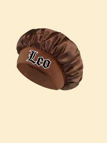 1 pièce Bonnet de nuit en satin avec imprimé des 12 signes du zodiaque, double couche avec bande élastique ample, convient aux cheveux bouclés et lisses, peut préserver les boucles pendant la nuit, convient pour les vacances à la plage et les voyages - brun - Voir 17