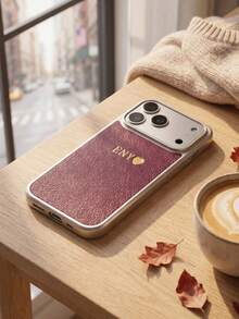 客製化手機保護殼，相容 iPhone 17 16 15 14 13 12 11 Pro Max、17 Air、16 15 14 Plus，相容 S25 S24 S23 S22 S21 Ultra Plus、S23 S21 S20 FE、A55 A54 A53 A52 A51 A35 A34 A33 A32 A23 A21S A15 A14 A13 A12 A03 5G 4G，INS 韓系奢華 PU 皮革，個性化首字母姓名 3D DIY 金色雕刻，情人節/節日禮物，適合戀人、朋友、家人與自己 - 酒紅色 - 查看 5