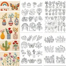 Water-Soluble Embroidery Pattern Stabilizer, Suitable For Handmade Sewing Enthusiasts, Floral Plant And Animal Pre-Printed Self-Adhesive Non-Woven Fabric Embroidery Pattern - A283 - View 17