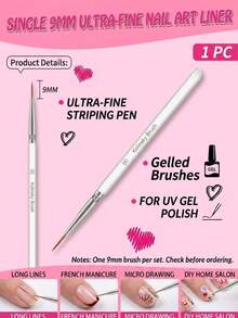 3er Set Nagelkunst Liner Pinsel, Ultra-Feine Linien Stifte (7/9/11mm) für UV Gel Nagellack, Transparente Griff Detail Liner Pinsel, geeignet für lange Linien, French Manicure, Mikro Malerei und DIY Heim Salon Nagelkunst Design Werkzeuge - Verschiedenfarbig - Übersicht 10