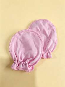 6 Pairs Pairs Solid Color Newborn Baby Mittens,Solid Color All Season Anti-Scratch Infant Accessories, Scratch-Proof, Soft And Comfortable - Multicolor - View 5
