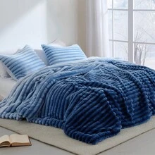 Fluffy Ribbed 2/3 Pieces Corduroy Comforter Set Thick Durable Ultra Soft Plush Cozy Bedding Set 330 GSM All Season For Twin Full Queen King California King Housewarming Wedding Christmas Gift - 藍色漸變 - 查看 1