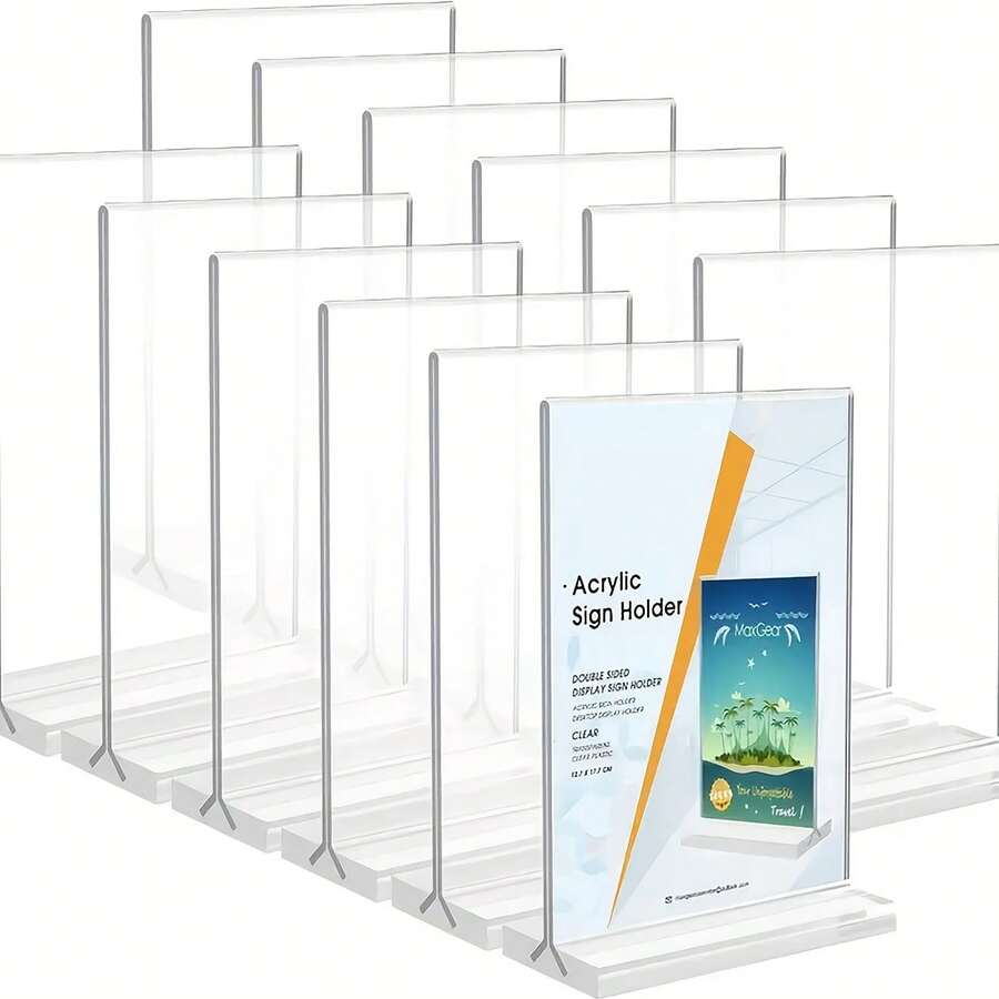 1/3pcs,Double-Sided Photo Frame Transparent Pull-Out Standing Sign Holders - Clear Acrylic Desktop Display Stands For Weddings, Graduation Ceremonies, Restaurants, Offices, Parties - A4 And A5 Sizes, Durable And Easy To Use, Event Signage - A - View 1