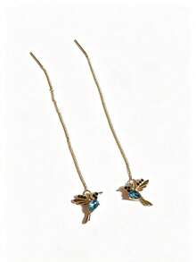 1 Set Exquisite Hummingbird Shaped Sparkling Rhinestone Earrings, Elegant And Cute Style, Delicate Gift - Hummingbird Earrings - View 3
