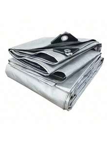 1pc Silver Plastic Woven PE Waterproof Tarp, Outdoor Rainproof Cover, Waterproof Canopy, Sunshade Tarp, Random Style (2*2m No Rope) Outdoor Picnic - A - View 6