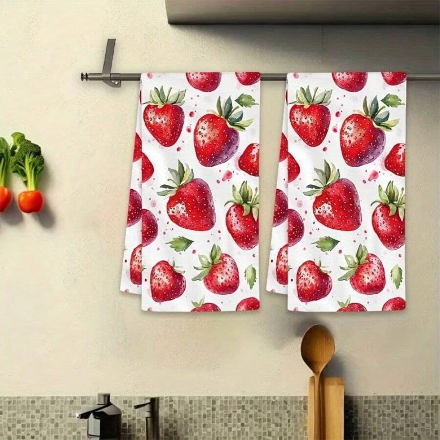Serviettes de cuisine imprimées de fruits, serviettes de table décoratives résistantes aux plis, impression plate 2D. Super absorbantes, lavables en machine, idéales pour le nettoyage de la cuisine, la décoration quotidienne de la maison & option de cadeau.