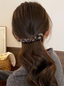 3pcs/1pc Acrylic Chain-Link Hair Barrettes, Minimalist Twisted Banana Clips, Perfect For Workwear Essentials, Casual Office & Summer Outfit,Claw Clips - Multicolor - View 4
