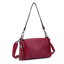 Bolso de hombro para mujer de cuero genuino, multicapa, nuevo modelo, conúltiples cremalleras, bolso cruzado de cuero suave y sencillo, versátil. - Azul oscuro - Ver 3