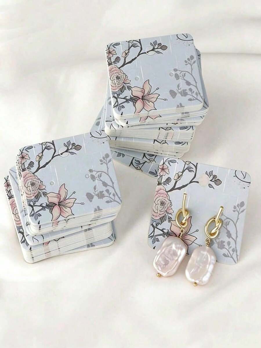 100 piezas Tarjetas de exhibición de aretes, tarjetas de empaquetado de regalo de joyería - A - Ver 1
