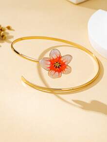 Flower Minimalist Arm Cuff Adjustable Fashionable Armlet - Orange Gradient - View 5