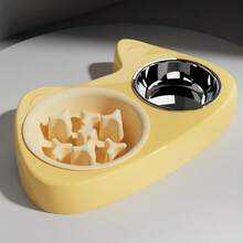 1/3pcs Anti-Choking Double Bowl Set: 2-In-1 Pet Slow Feeder Bowl (Small & Large) - Pet Supplies, Double Bowl, Puppy Food Bowl, Main Food & Snack Dual-Use Bowl, Tilted Cat Water Bowl, Cat Food Bowl - One Size Fits All - View 15