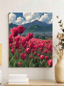 DIY Digital Oil Painting Set, Tulip Landscape, Frameless Digital Oil Painting, Suitable For Adult Beginners, Canvas Painting Handmade Craft, Home Wall Decor, Holiday Gift - Frameless - View 4