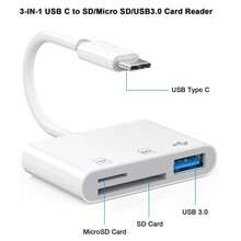قارئ بطاقة SD 3 في 1 Lightning/USB C، محول بطاقة ذاكرة Type-C مع فتحات SD/Micro SD ومنفذ USB 3.0، توصيل وتشغيل، متوافق مع سلسلة 17/16/15/14/13/12/11/8/7/6/X/XS/XR، أجهزة Android USB-C - مشاهدة 6