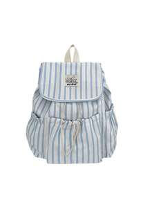 1pc Striped Pattern Drawstring Flap Backpack, Lightweight Casual Backpack, Multi-Pocket Student Backpack, Fashion Accessory For Girls/Teens/Students For Commuting, School, Beach, Travel, Daily Use - Multicolor - View 15