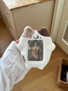 2pcs Cute Cat Plush Card Holder Set, Student Cat Ins Campus Card Holder, Photo Card Sleeve, Backpack Decoration Pendant - Card Sleeve - View 8