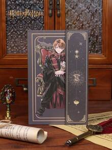 1pc Harry Potter Notebook, Cool Wizard Theme Harry Potter Ron Hermione Art Anime Journal Plan Book, Horizontal Homework Book, Error Book With Full Pages In Color, Retro Dark Style Notebook For Home Stationery Memo Book Planner[Officially Licensed] - A - View 9