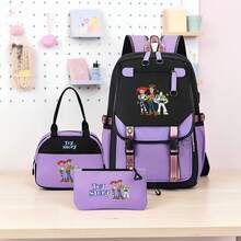 Toy Story 3-In-1 Backpack Set, Casual Daypack With Tote Bag And Pencil Pouch, Main Characters Group Print Black & Purple Lightweight Bookbag For Daily Use - Color 1 - View 3