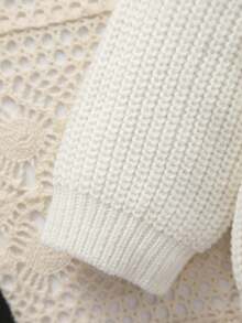Girls Casual Minimalist "BDAY GIFT" Letter Embroidered Knit Crew Neck Pullover - White - View 6