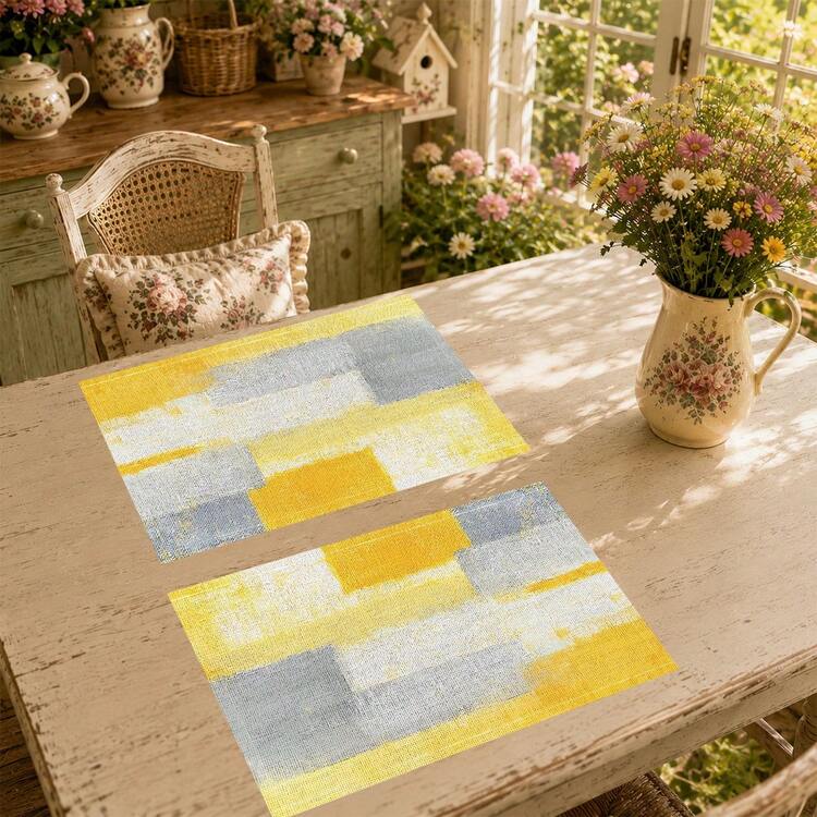 1 buah/4 buah/6 buah, Dekorasi Rumah, Alas Piring Linen Bermotif Abstrak Geometris, Cocok untuk Semua Musim, Sesuai untuk Meja Makan, Alas Piring yang Dapat Dicuci, Tatakan Gelas, Alas Piring Dapur, Perlengkapan Rumah Tangga, Perlengkapan Dapur, Dekorasi Meja - MultiWarna - View 6