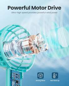 Gaiatop - Miniventilador portátil potente de mano, de doble motor, 3 velocidades, ventilador pequeño de escritorio con base, ventilador ligero recargable por USB, unisex, para interiores y exteriores - Verde - Ver 3