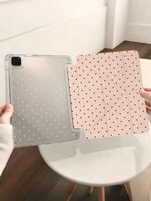 Polka Dot transparente Rückseite Mehrwinkel faltbare Schutzhülle, stoßfeste Tablet Schutzhülle, mit Stiftschlitz, leichter Alltagsstil - Verschiedenfarbig - Übersicht 2