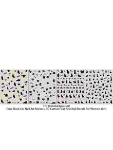 QIANJIKU 4pcs Cute Cartoon 3D Nail Art Stickers Black Cat Paw Star Moon Pet Theme Birthday Party School Graduation Season Salon Nail Artist Supplies - Multicolor - View 11
