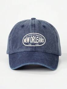 1/2件 多色復古字母 NEW ORLEANS 3D刺繡水洗柔軟頂棒球帽，適合街頭運動、戶外及日常使用 - 彩色 - 查看 7