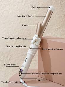 CRASTS 32mm Automatic Curling Iron, 2-In-1 Curling And Straightening Hair Styler, Fast Heating, Adjustable Temperature, Large Wave Styling Curling Clip - White - View 6