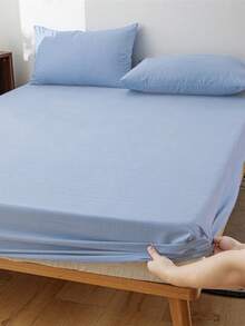 Camel Color Brushed Skin-Friendly Soft Comfortable 3 PiecesBed Sheet Set - Baby Blue - View 6