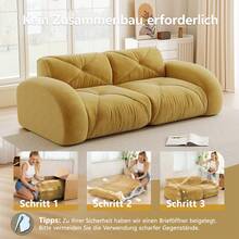 Sofa 204 cm aus Chenille fuer Zuhause - Gelb - Übersicht 6