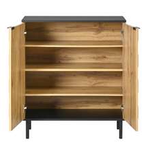Mosaic Shoe Cabinet 2-Door, Shoe Organizer, Storage Cabinet For Entryway, Wood Effect, Particle - Natural - View 8