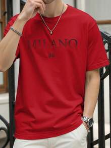 NEOREFINED Men's Short Sleeve Crew Neck Letter Print T-Shirt - 黃色 - 查看 1