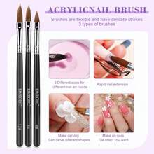 LIMEGIRL Acrylic Nail Art Set, Acrylic Liquid Set, Nail Crystal Powder, 3/5pcs Nail Brushes, Suitable For Acrylic Nail Extension And Carving. Suitable For Home Salon And DIY. - Multicolor - View 4