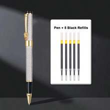 Classic Silver Metal Rollerball Pen With Dragon-Head Detail (0.5mm Fine Tip, Smooth Writing) / Suitable For Business Signatures / Refillable / Unisex Gift / Suitable For Students And Office Use., Back To School - Pen - View 10