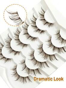 6 Pairs Glossy Brown False Eyelashes, Transparent Band, Fluffy Reusable, Extendable, Suitable For Dramatic Voluminous Lightweight Makeup, Makeup Tool - View 7