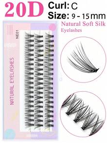 anlinnet 60 Clusters Single-Strand Cat Eye False Eyelashes, D-Curl Cartoon Eye Effect, Criss-Cross Spiky False Eyelash Clusters, 8~15mm Dense DIY False Eyelash Clusters, Eyelashes, Reusable, Suitable For Daily Makeup - Black - View 4