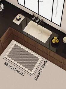 1pc Diatomaceous Earth Wave Striped Kitchen Mat, 3-Color Wave Texture, 3.5mm Thick Cuttable, Absorbent Anti-Slip Floor Mat, Small Rug For Kitchen, Bathroom, Entryway, Patio, Hot-Selling Long Strip Doormat - Multicolor - View 12