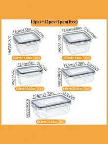 12-24pcs-Sealed Food Storage Container Set, Plastic Food Storage Box With Lid, Leak-Proof And Stackable Design, Leak-Proof And Stackable Kitchen Storage Box, Very Suitable For Organizing In The Refrigerator And For Pre-Processing Daily Food, Includes Labels And Marker Pen. - View 3