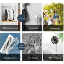 Remote Control Telescopic Folding Standing Fan USB Rechargeable, 5400mAh Battery Portable Outdoor Camping Fan 180°+90° Oscillation 8 Inch Desk Fan - Desk Fan - View 7