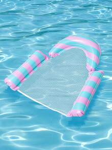 Striped Inflatable Pool Float Chair, Breathable Mesh Water Hammock Lounge, With Support Air Cushion, Ergonomic Adult Pool Float, Suitable For Summer Pool Party, Beach, Lake Sunbathing - 彩色 - 查看 13