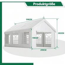 3x6m Vehicle Shelter – Double Sectional Door For Full Access, Robust And Watertight Construction – Removable Roof And Side Panels - White - View 8