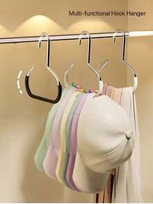 1pc/2pcs Random Color Hat Rack, Wardrobe/Closet Hat Hanger, Multi-Function Hat Display Rack, Suitable For Summer And Travel, Home Deccor, Hanging Hat Holder For Wardrobe/Closet, Bathroom - Black - View 7