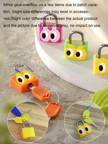 1Pc Cute Cartoon Eyes Mini Padlock Small Key Lock For Backpack Luggage Diary Drawer Cabinet Student Kids Security Tiny Lock - Multicolor - View 10