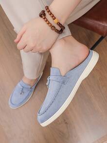 Men's Casual Shoes Suede Loafers Classic British Style Lightweight Soft Flat Shoes - Baby Blue - View 2