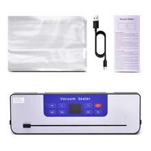 JFBONIN Selladora al vacío portátil de 30cm con pantalla digital, adecuada para modos de alimentos húmedos/secos, ideal para cocinar, acampar y catering, sellado rápido para la conservación de alimentos, adecuada para aperitivos, carnes, frutas, verduras, diseño que ahorra espacio 827 - Negro - Ver 13