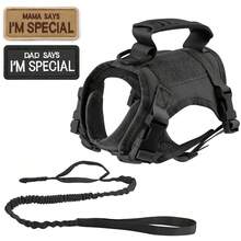 Tactical Cat Vest Leash Set, Includes 2 Patches, Escape-Proof Cat Leash Set, Adjustable Soft Mesh Large Cat Vest, With Rubber Handle For Easy Control - Multicolor - View 9