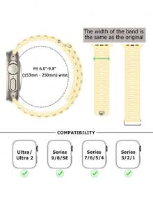 1件中性運動海洋錶帶，適用於 49mm 46mm 45mm 44mm 42mm 41mm 40mm 38mm Ultra SE Series 10/9/8/7/6/5/4/2/2/1 - 奶黃色 - 查看 4
