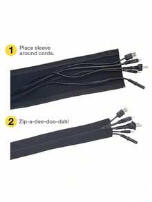 1/2/4pcs Zipper Cable Management Sleeve, Cable Organizer System For TV, Computer, Office, Home Entertainment, Flexible Cable Wrap Hiding System - A - View 8