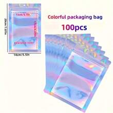 100pcs/Pack Multi-Size Thickened 16-Mil Color-Changing Holographic Laser Packaging Bags, Reusable Sealed Bags For Jewelry, Accessories, Cosmetics Packaging And Storage, Perfect For Jewelry Display, Mailing And Shipping Supplies - Multicolor - View 24